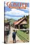 Belton Train Depot - West Glacier, Montana-Lantern Press-Stretched Canvas