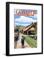 Belton Train Depot - West Glacier, Montana-Lantern Press-Framed Art Print