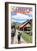 Belton Train Depot - West Glacier, Montana-Lantern Press-Framed Art Print