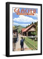 Belton Train Depot - West Glacier, Montana-Lantern Press-Framed Art Print