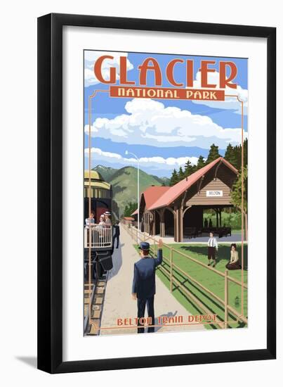 Belton Train Depot - West Glacier, Montana-Lantern Press-Framed Art Print