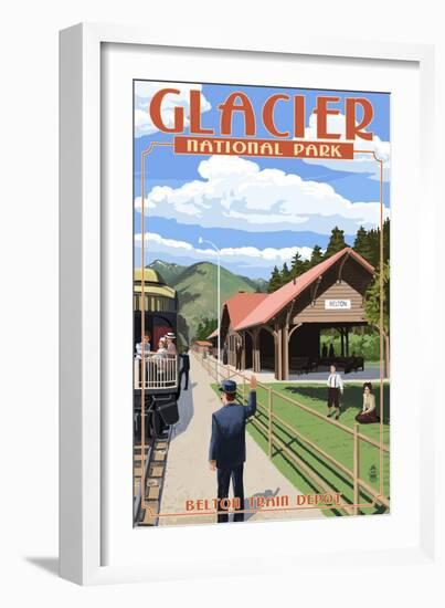 Belton Train Depot - West Glacier, Montana-Lantern Press-Framed Art Print