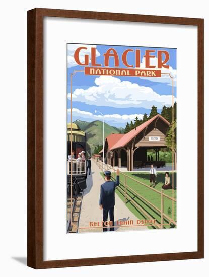 Belton Train Depot - West Glacier, Montana-Lantern Press-Framed Art Print