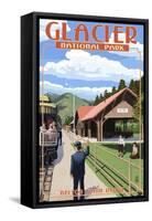 Belton Train Depot - West Glacier, Montana-Lantern Press-Framed Stretched Canvas