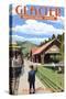 Belton Train Depot - West Glacier, Montana-Lantern Press-Stretched Canvas