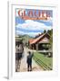 Belton Train Depot - West Glacier, Montana-Lantern Press-Framed Art Print