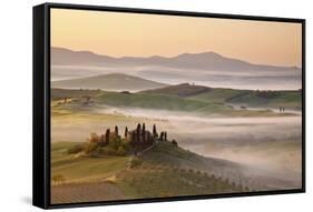 Belvedere Farm at Sunsise, Orcia Valley,Tuscany,Italy.-ClickAlps-Framed Stretched Canvas