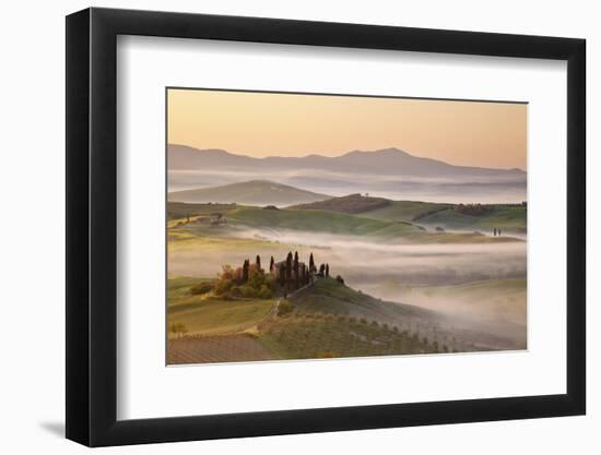 Belvedere Farm at Sunsise, Orcia Valley,Tuscany,Italy.-ClickAlps-Framed Photographic Print