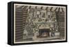 Bemidji, MN - View of the Fireplace of States-Lantern Press-Framed Stretched Canvas