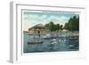 Bemus Point, New York - Swimming at Bemus Point Beach and Casino-Lantern Press-Framed Art Print