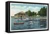 Bemus Point, New York - Swimming at Bemus Point Beach and Casino-Lantern Press-Framed Stretched Canvas