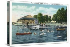 Bemus Point, New York - Swimming at Bemus Point Beach and Casino-Lantern Press-Stretched Canvas
