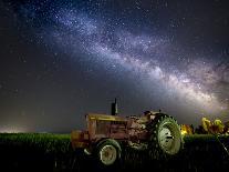 A Pink Tractor (With a Breast-Cancer Awareness Ribbon) Sits Beneath the Milky Way in a Tulip Field-Ben Coffman-Framed Photographic Print