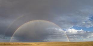 View of a double rainbow over steppe grassland, Mongolia, 2018-Ben Cranke-Photographic Print