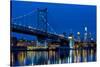 Ben Franklin Bridge at dusk, Philadelphia, Pennsylvania, USA-null-Stretched Canvas