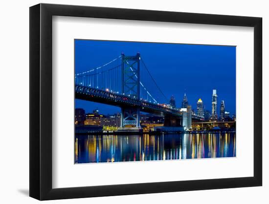 Ben Franklin Bridge at dusk, Philadelphia, Pennsylvania, USA-null-Framed Photographic Print