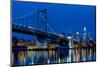 Ben Franklin Bridge at dusk, Philadelphia, Pennsylvania, USA-null-Mounted Photographic Print