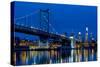 Ben Franklin Bridge at dusk, Philadelphia, Pennsylvania, USA-null-Stretched Canvas