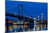 Ben Franklin Bridge at dusk, Philadelphia, Pennsylvania, USA-null-Mounted Photographic Print