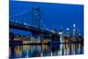 Ben Franklin Bridge at dusk, Philadelphia, Pennsylvania, USA-null-Mounted Photographic Print