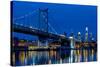 Ben Franklin Bridge at dusk, Philadelphia, Pennsylvania, USA-null-Stretched Canvas