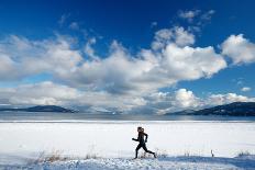Noelle Zmuda Goes For Winter Run On The Pond Oreille Bay Trail, Sandpoint, Idaho. Lake Pend Oreille-Ben Herndon-Photographic Print