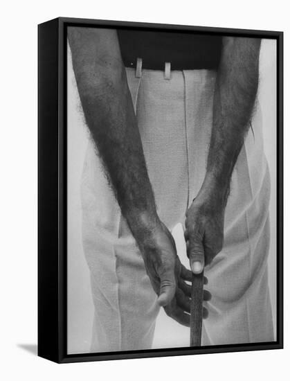 Ben Hogan, Close Up of Hands Grasping Club-Yale Joel-Framed Stretched Canvas