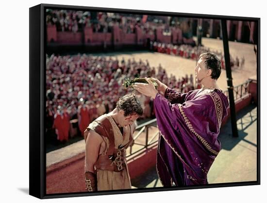 BEN-HUR, 1959 directed by WILLIAM WYLER Charlton Heston and Frank Thring (photo)-null-Framed Stretched Canvas