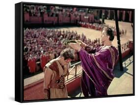 BEN-HUR, 1959 directed by WILLIAM WYLER Charlton Heston and Frank Thring (photo)-null-Framed Stretched Canvas