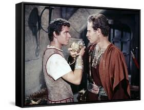 BEN-HUR, 1959 directed by WILLIAM WYLER Stephen Boyd and Charlton Heston (photo)-null-Framed Stretched Canvas