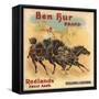 Ben Hur Brand - Redlands, California - Citrus Crate Label-Lantern Press-Framed Stretched Canvas