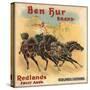 Ben Hur Brand - Redlands, California - Citrus Crate Label-Lantern Press-Stretched Canvas