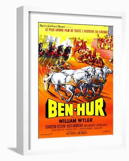 Ben-Hur, Charlton Heston, (French Poster Art), 1959-null-Framed Art Print