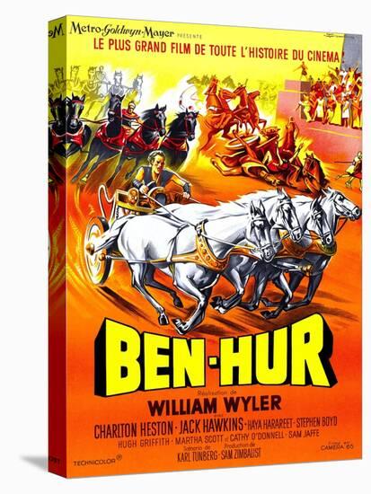 Ben-Hur, Charlton Heston, (French Poster Art), 1959-null-Stretched Canvas