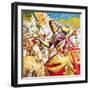 Ben-Hur Racing a Chariot in Ancient Rome-C.l. Doughty-Framed Giclee Print