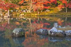 Morning Sunlight Illuminates Autumn Foliage and Reflections in Pond, Sogen Garden, Tenryuji Temple-Ben Simmons-Framed Photographic Print