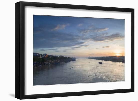 Ben Tre River at Dawn, Ben Tre, Mekong Delta, Vietnam, Indochina, Southeast Asia, Asia-Ian Trower-Framed Photographic Print