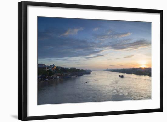 Ben Tre River at Dawn, Ben Tre, Mekong Delta, Vietnam, Indochina, Southeast Asia, Asia-Ian Trower-Framed Photographic Print