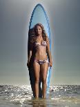 Young Woman with a Surfboard-Ben Welsh-Stretched Canvas