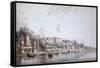 Benares on the Ganges-Hubert Cornish-Framed Stretched Canvas