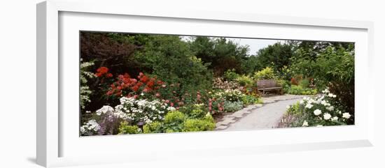 Bench in a Garden, Olbrich Botanical Gardens, Madison, Wisconsin, USA-null-Framed Photographic Print