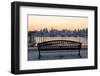 Bench in Park and New York City Midtown Manhattan at Sunset with Skyline Panorama View-Songquan Deng-Framed Premium Photographic Print