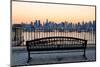 Bench in Park and New York City Midtown Manhattan at Sunset with Skyline Panorama View-Songquan Deng-Mounted Premium Photographic Print