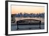 Bench in Park and New York City Midtown Manhattan at Sunset with Skyline Panorama View-Songquan Deng-Framed Photographic Print