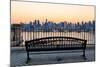 Bench in Park and New York City Midtown Manhattan at Sunset with Skyline Panorama View-Songquan Deng-Mounted Photographic Print