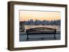 Bench in Park and New York City Midtown Manhattan at Sunset with Skyline Panorama View-Songquan Deng-Framed Photographic Print