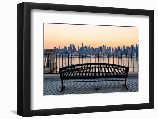 Bench in Park and New York City Midtown Manhattan at Sunset with Skyline Panorama View-Songquan Deng-Framed Photographic Print