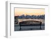 Bench in Park and New York City Midtown Manhattan at Sunset with Skyline Panorama View-Songquan Deng-Framed Photographic Print