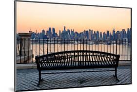 Bench in Park and New York City Midtown Manhattan at Sunset with Skyline Panorama View-Songquan Deng-Mounted Photographic Print