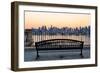 Bench in Park and New York City Midtown Manhattan at Sunset with Skyline Panorama View-Songquan Deng-Framed Photographic Print